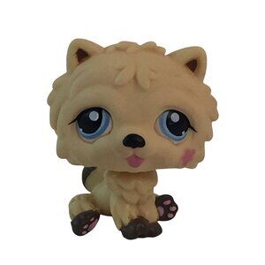 Littlest Pet Shop LPS #1208 Chow Chow Puppy Dog Blue Dot Eyes Flower Cheek